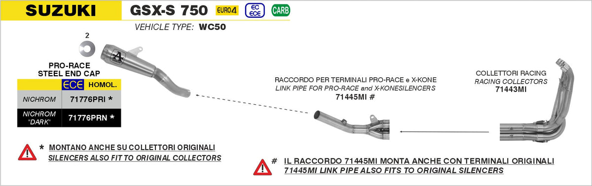 Arrow Pro-Race Nichrom Slip On - Suzuki GSX-S750/GSX-S750 ABS