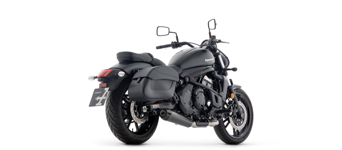Arrow Full System Rebel with Carbon Fiber Rear End Cap - Kawasaki EN650 Vulcan S/EN650 Vulcan S ABS