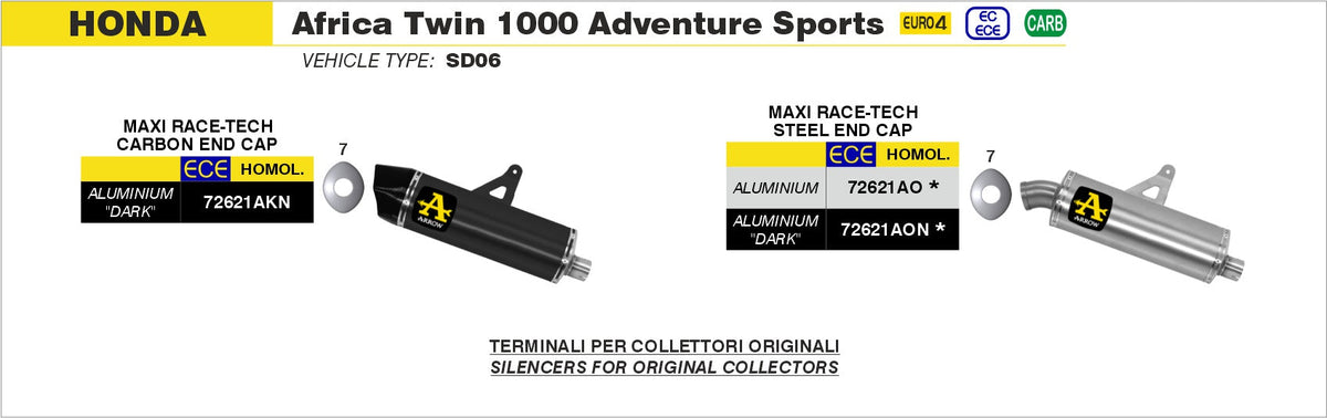 Arrow Maxi Race-Tech Approved Aluminium Slip On - Honda Africa Twin DCT/CRF1000L Africa Twin