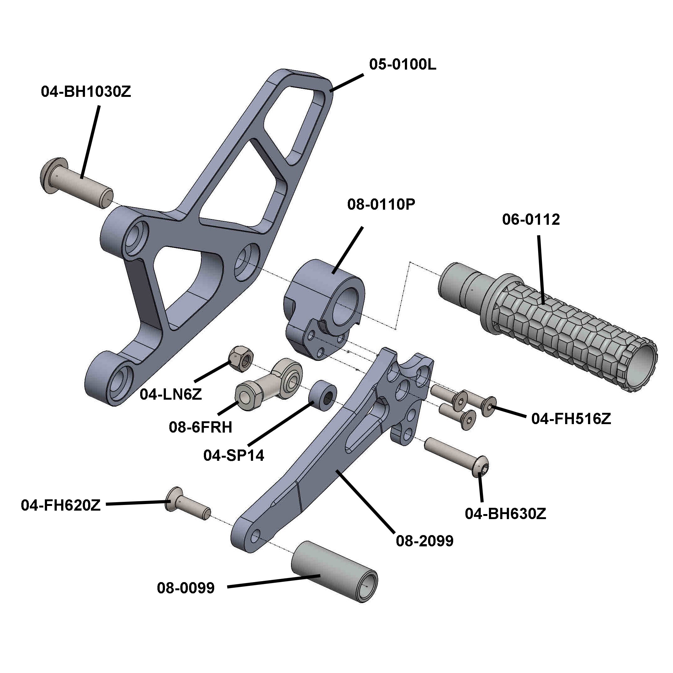 Woodcraft Kawasaki ZX6/ZX7/ZX9 Rearset Complete