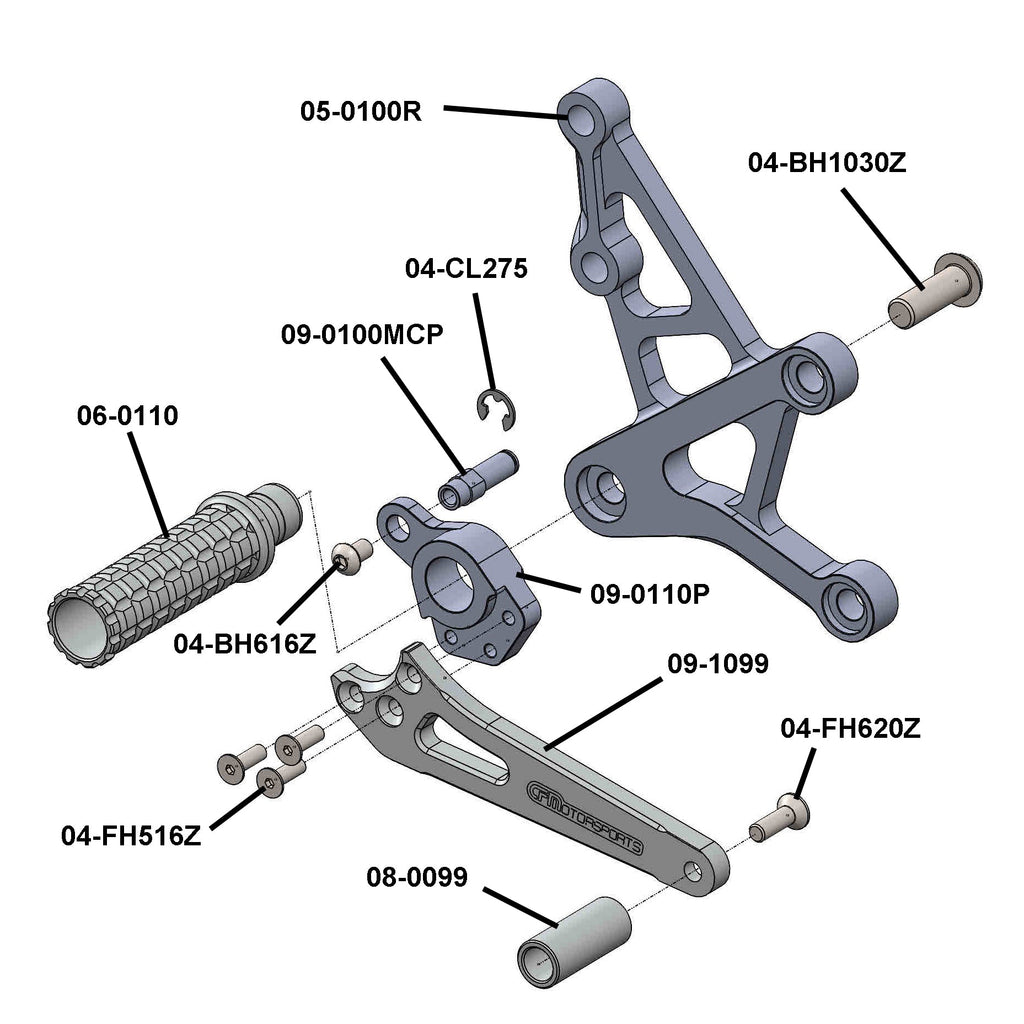 Woodcraft Kawasaki ZX6/ZX7/ZX9 Rearset Complete