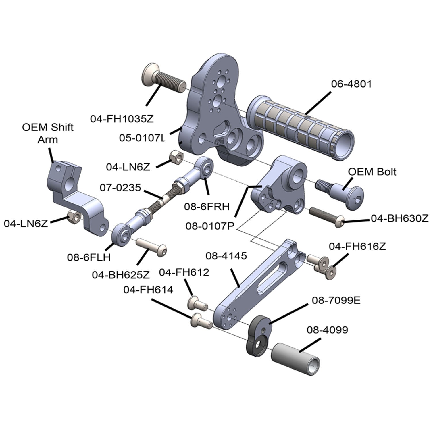 Woodcraft Kawasaki Z125 Rearset Complete - STD Shift
