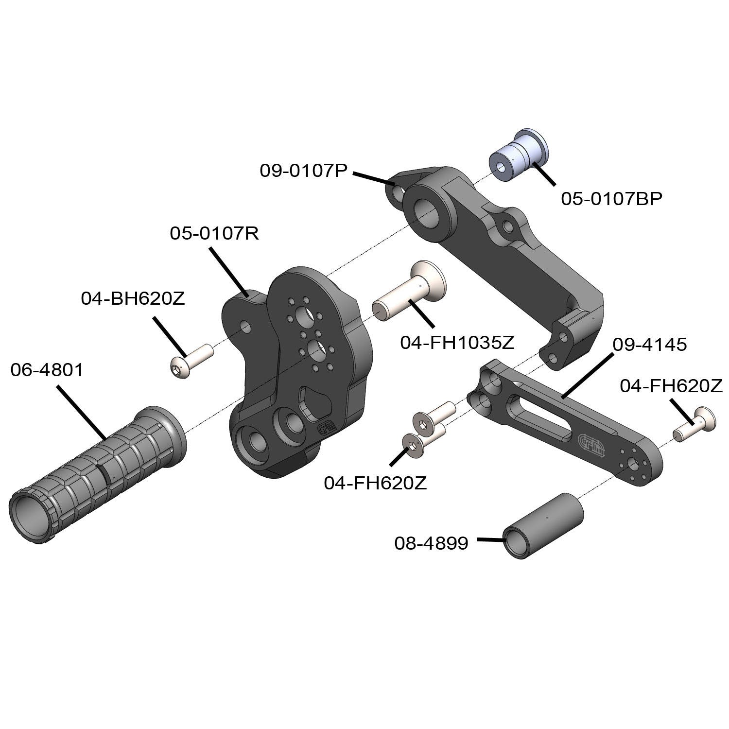 Woodcraft Kawasaki Z125 Rearset Complete - GP Shift