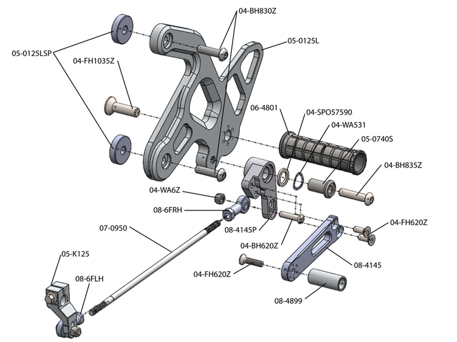 Woodcraft 2012-16 Kawasaki Ninja 650R Complete Rearset