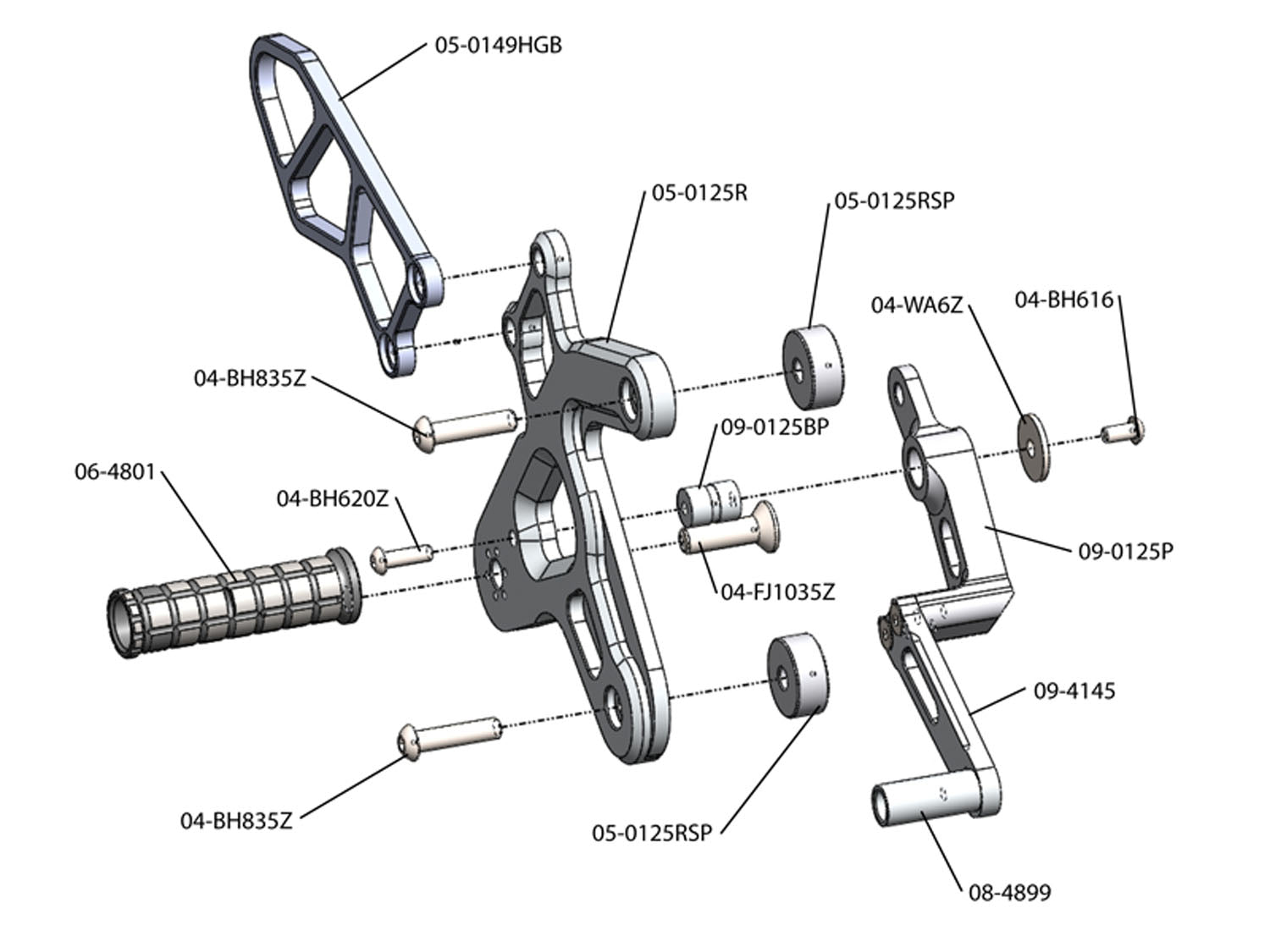 Woodcraft 2012-16 Kawasaki Ninja 650R Complete Rearset
