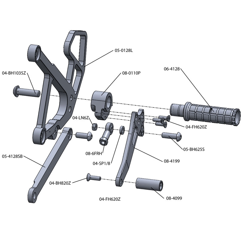 Woodcraft 2009-11 Kawasaki Ninja 650R Complete Rearset