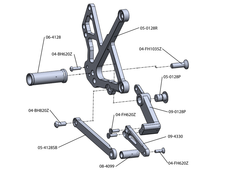 Woodcraft 2009-11 Kawasaki Ninja 650R Complete Rearset