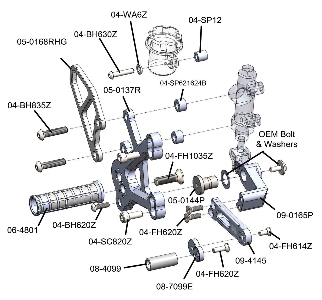 Woodcraft Kawasaki ZX-4RR Complete Rearset