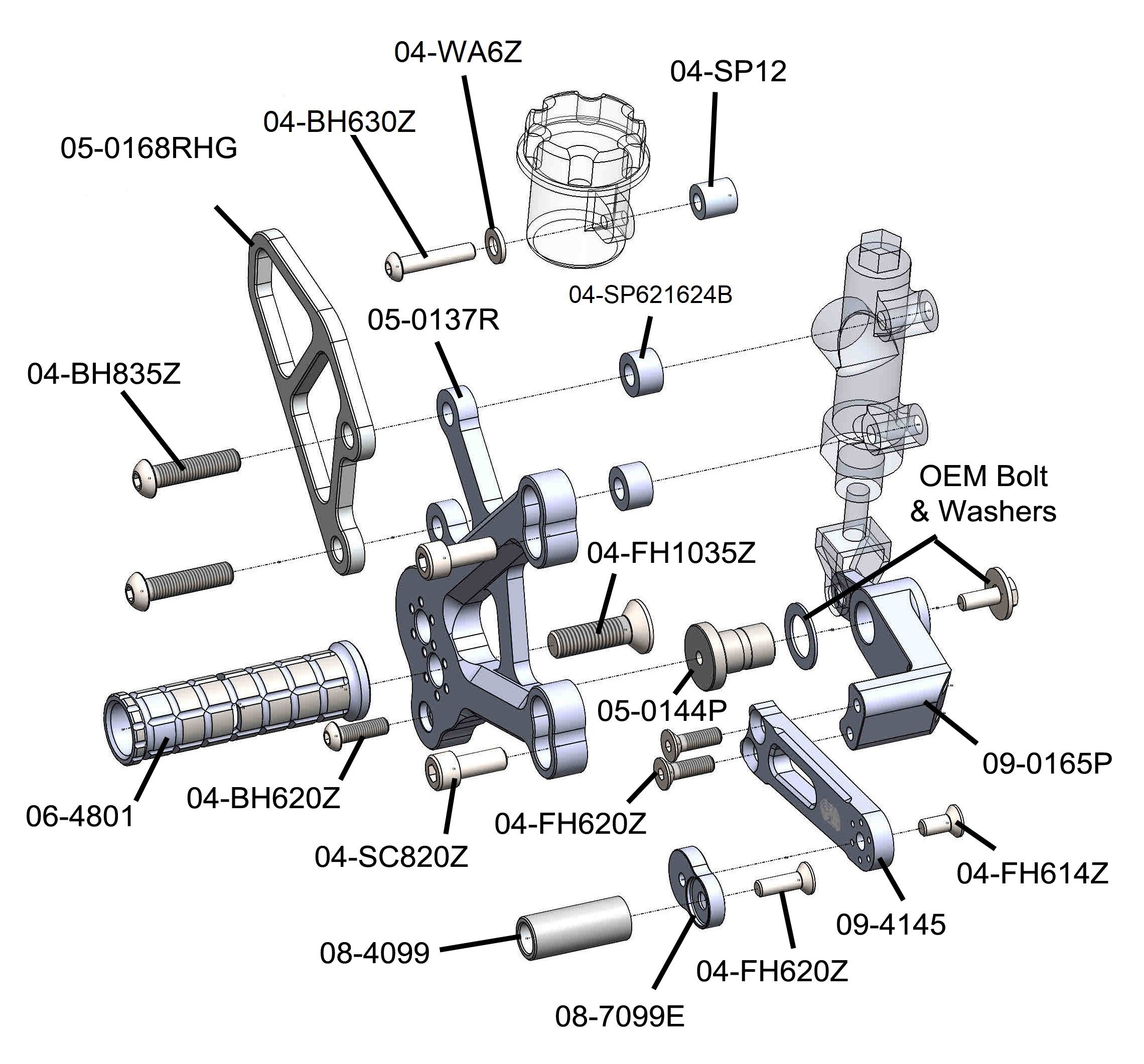 Woodcraft Kawasaki ZX-4RR Complete Rearset