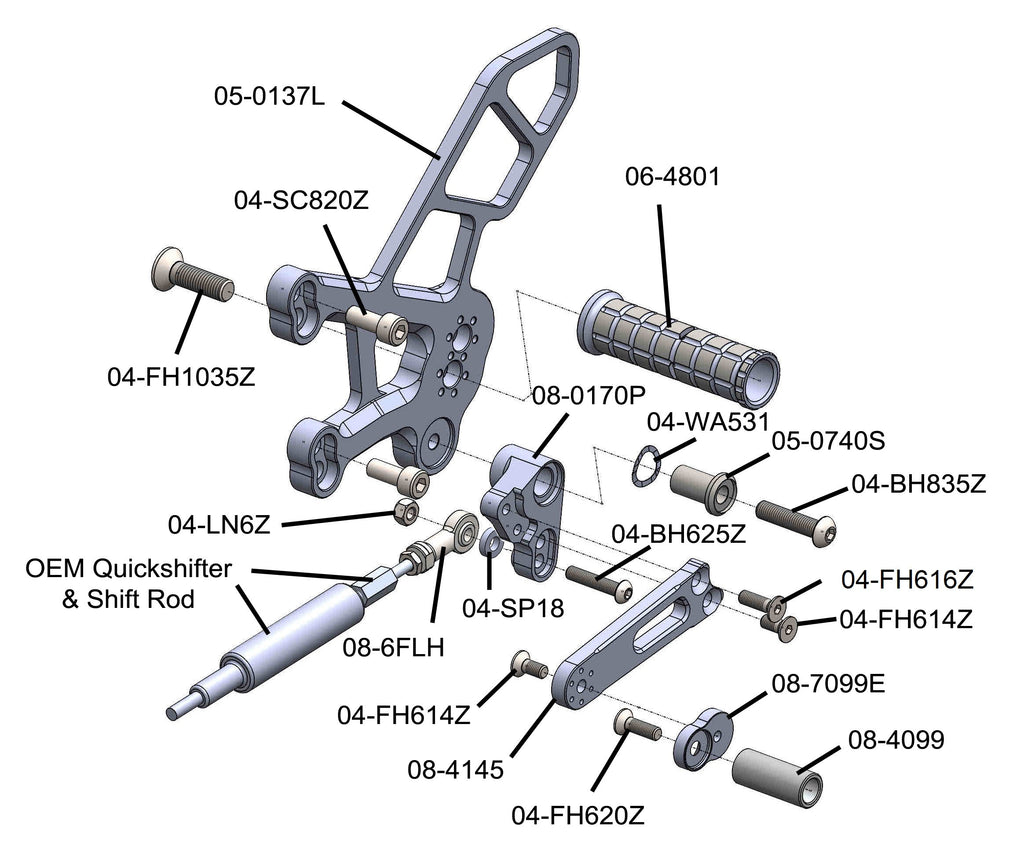 Woodcraft Kawasaki ZX-4RR Complete Rearset