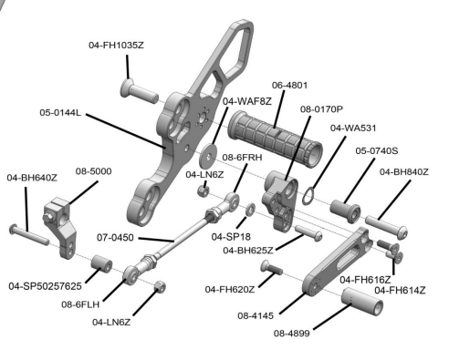 Woodcraft 2018-23 Kawasaki Ninja400, 2019-23 Z400, Ninja500 Complete Rearset