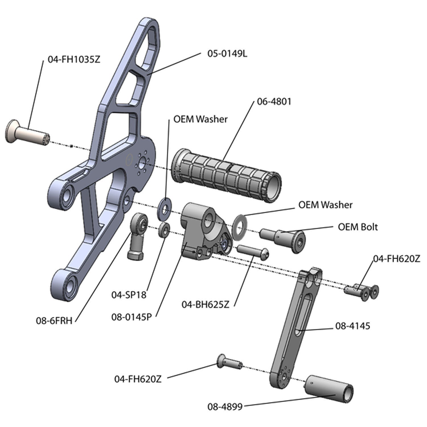 Woodcraft 2013-18 Kawasaki ZX636 Complete Rearset - STD/GP Shift