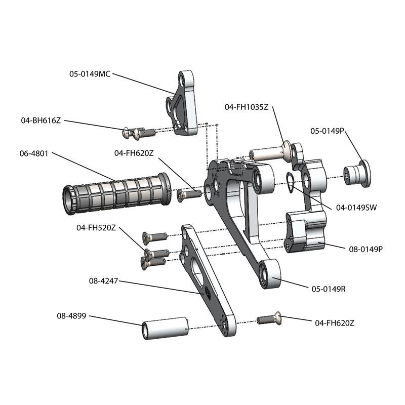 Woodcraft 2013-18 Kawasaki ZX636 Complete Rearset - STD/GP Shift
