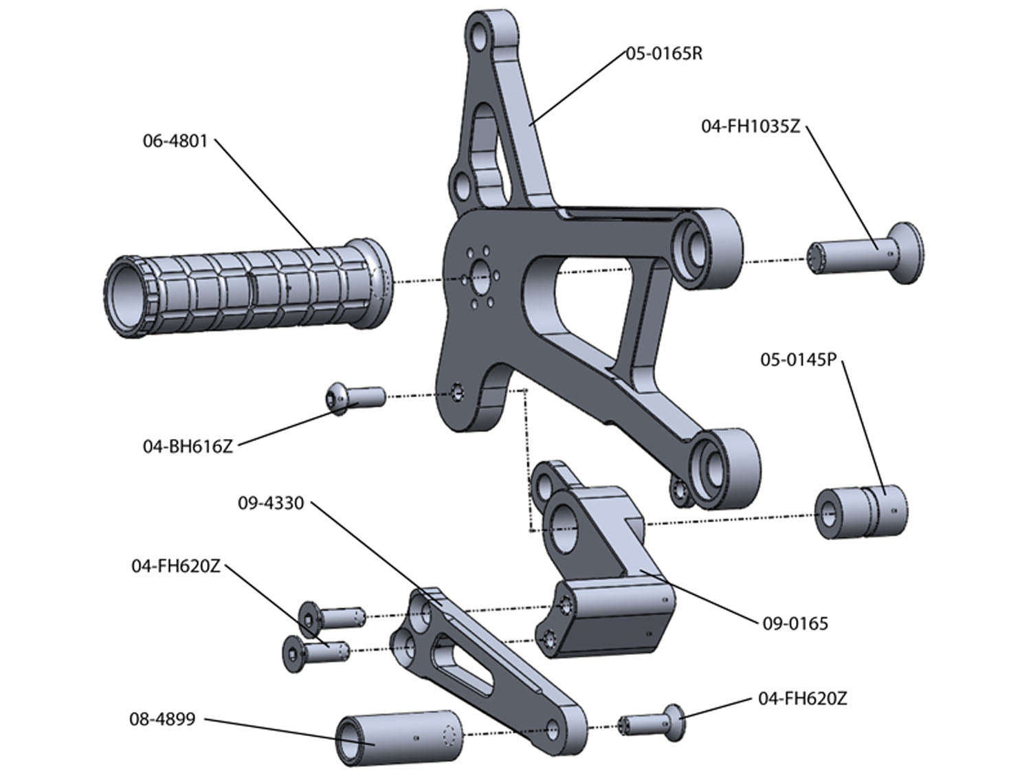 Woodcraft Kawasaki Ninja ZX10 2006-10 Complete Rearset Kit w/ Pedals - STD/GP Shift