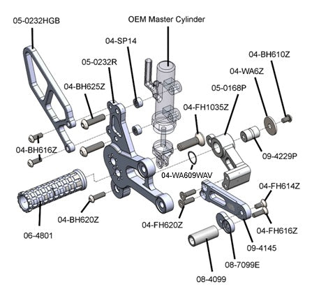 Woodcraft Suzuki GSX-8 S/R Complete Std Shift Rearset Kit W/Pedals