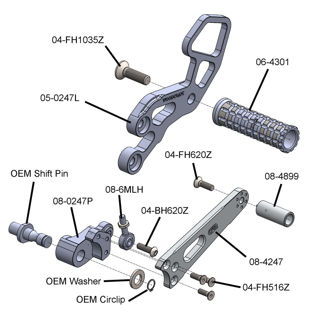 Woodcraft 2006-10 Suzuki GSX-R600/750 Complete Rearset