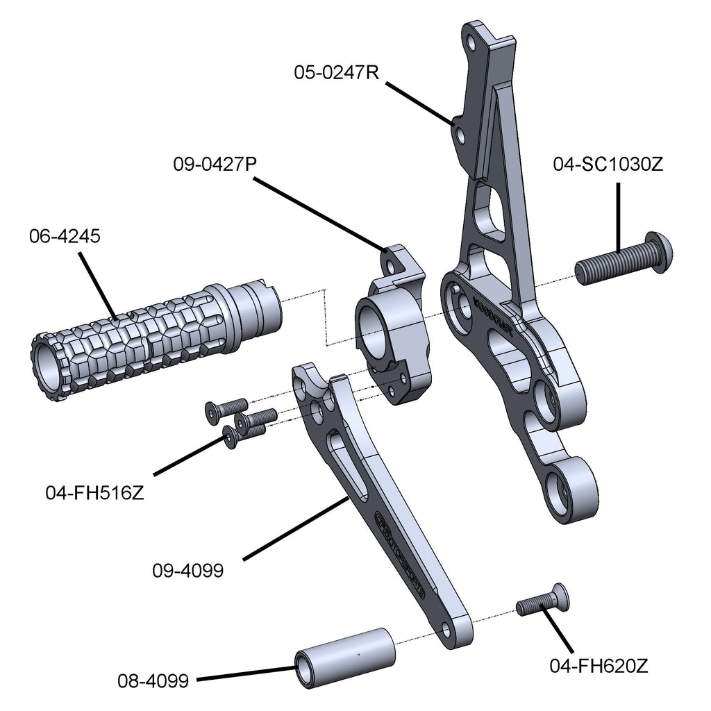 Woodcraft 2006-10 Suzuki GSX-R600/750 Complete Rearset
