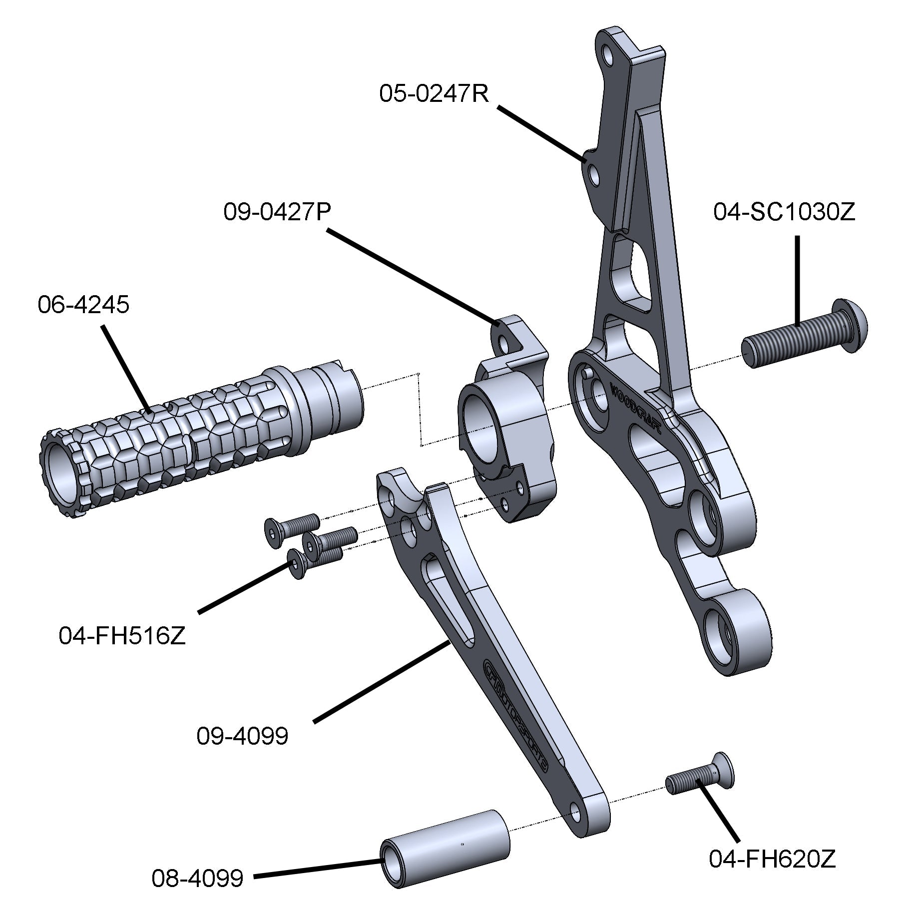 Woodcraft 2006-10 Suzuki GSX-R600/750 Complete Rearset