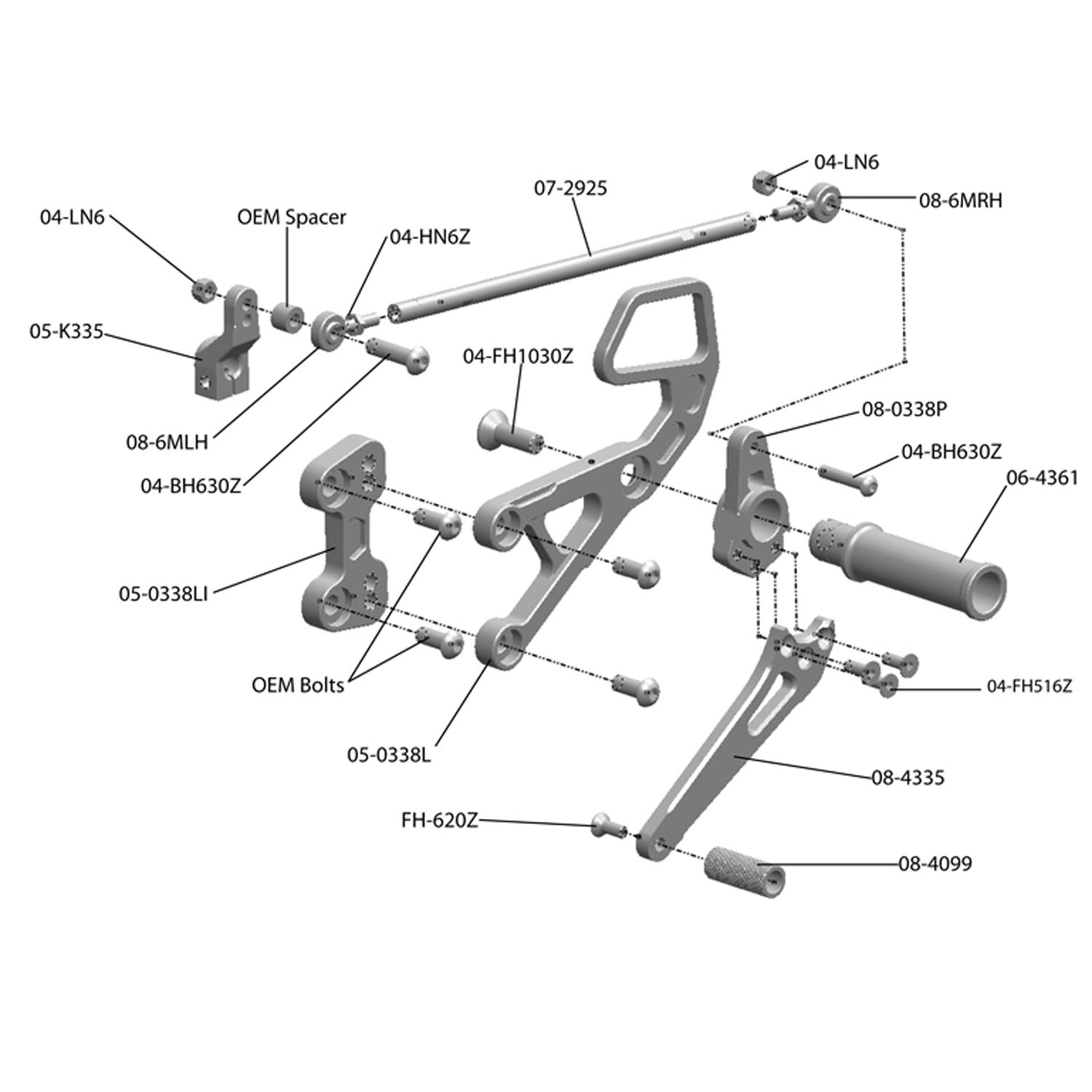 Woodcraft Honda CBR600RR (2013+ NON-ABS) Complete Rearset