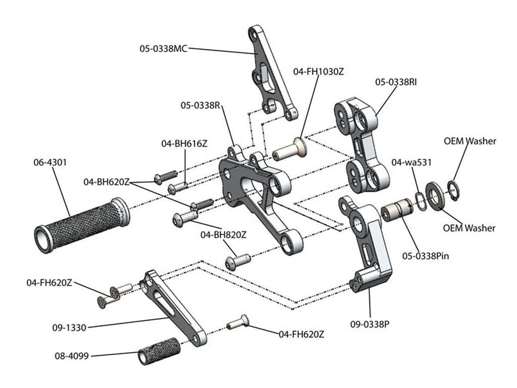 Woodcraft Honda CBR600RR (2013+ NON-ABS) Complete Rearset