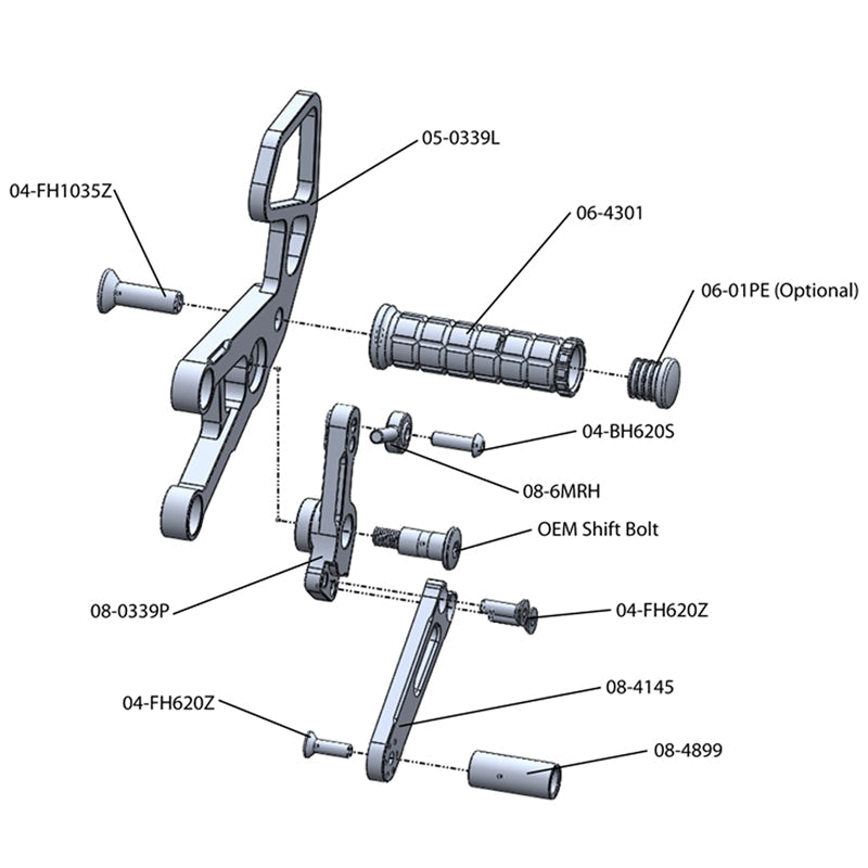 Woodcraft 2008-16 Honda CBR1000RR Complete Rearset
