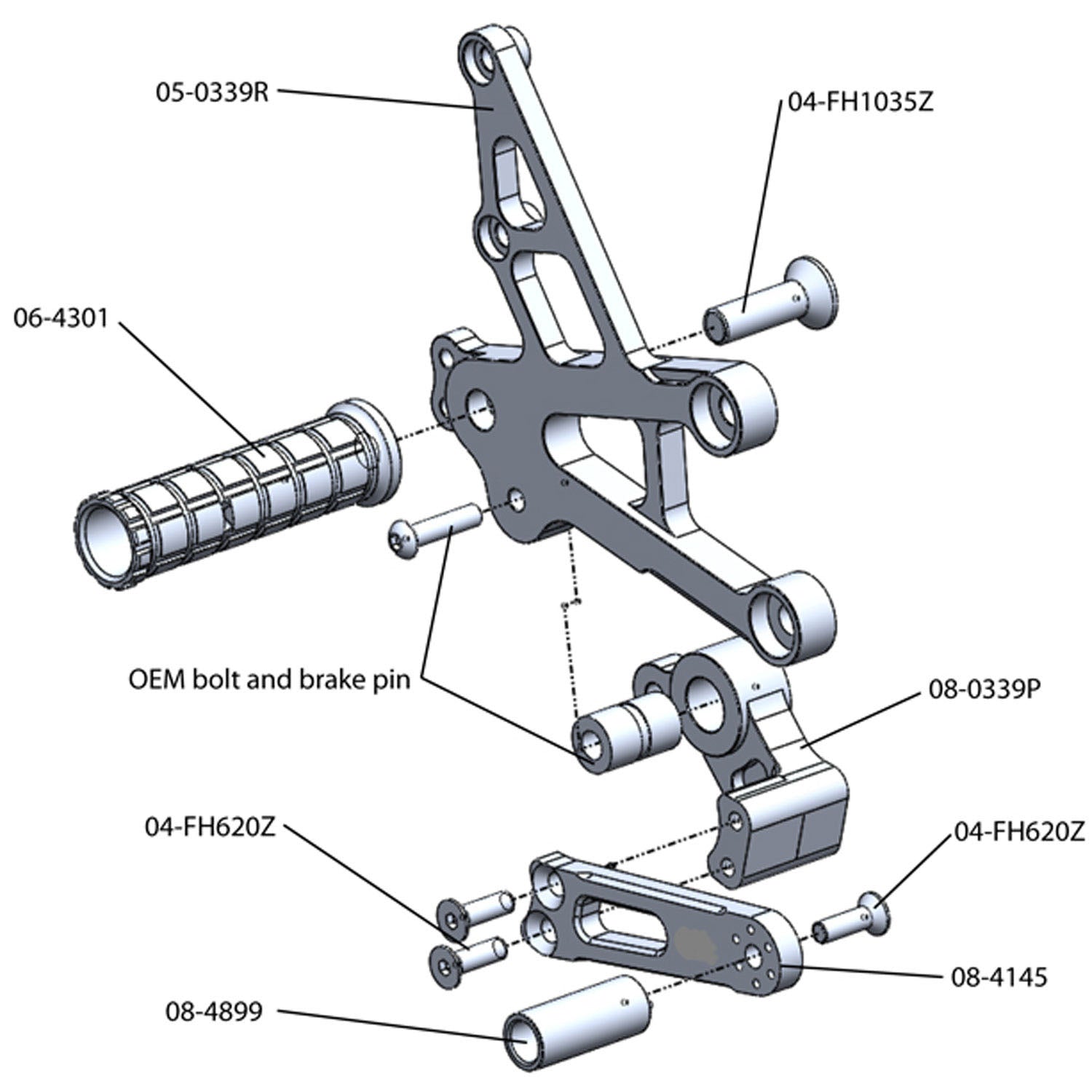 Woodcraft 2008-16 Honda CBR1000RR Complete Rearset