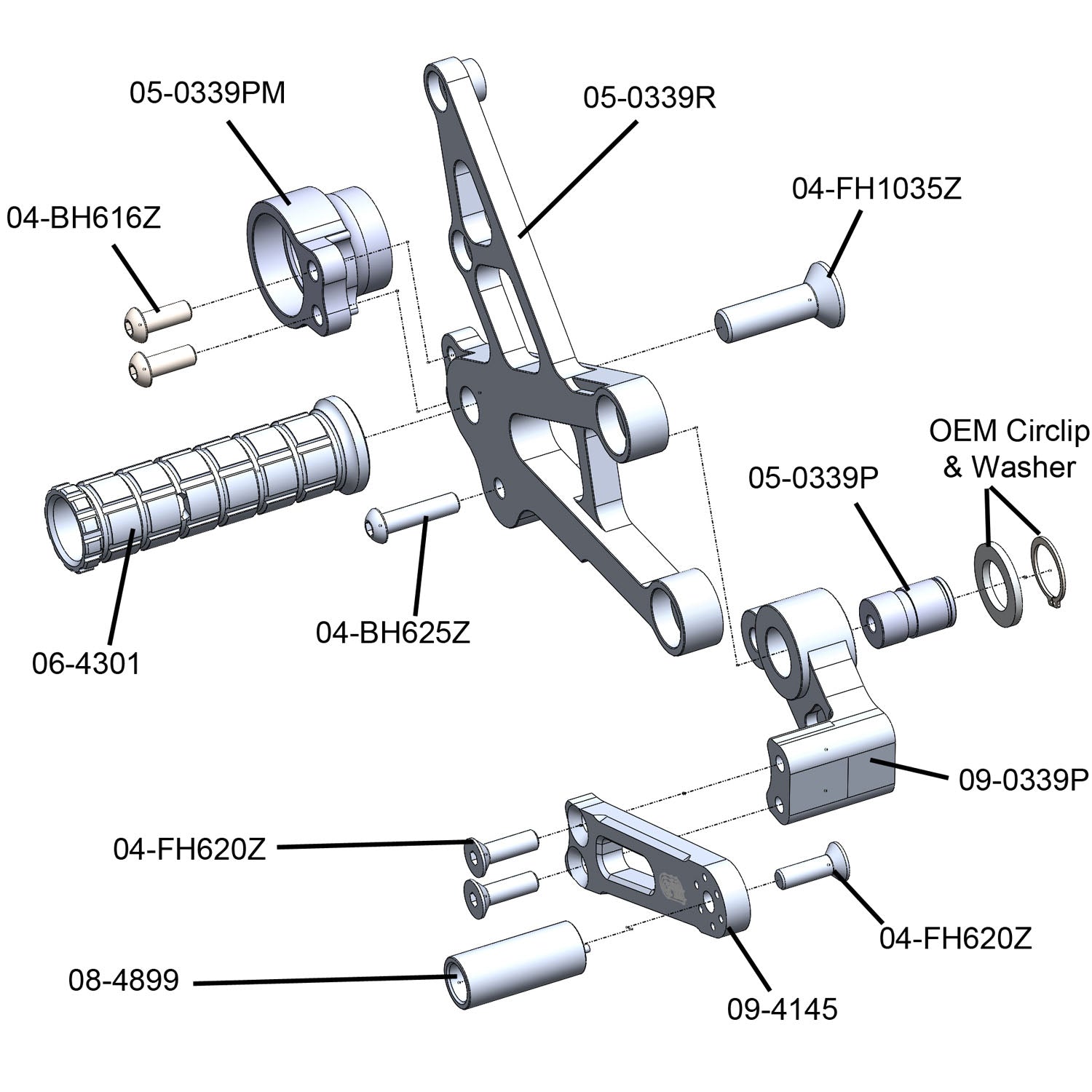 Woodcraft Honda CBR1000RR Complete Rearset