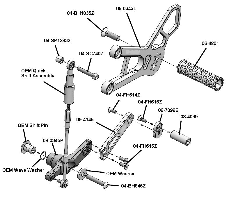 Woodcraft Honda CBR1000RR-R STD/GP Shift Complete Rearset