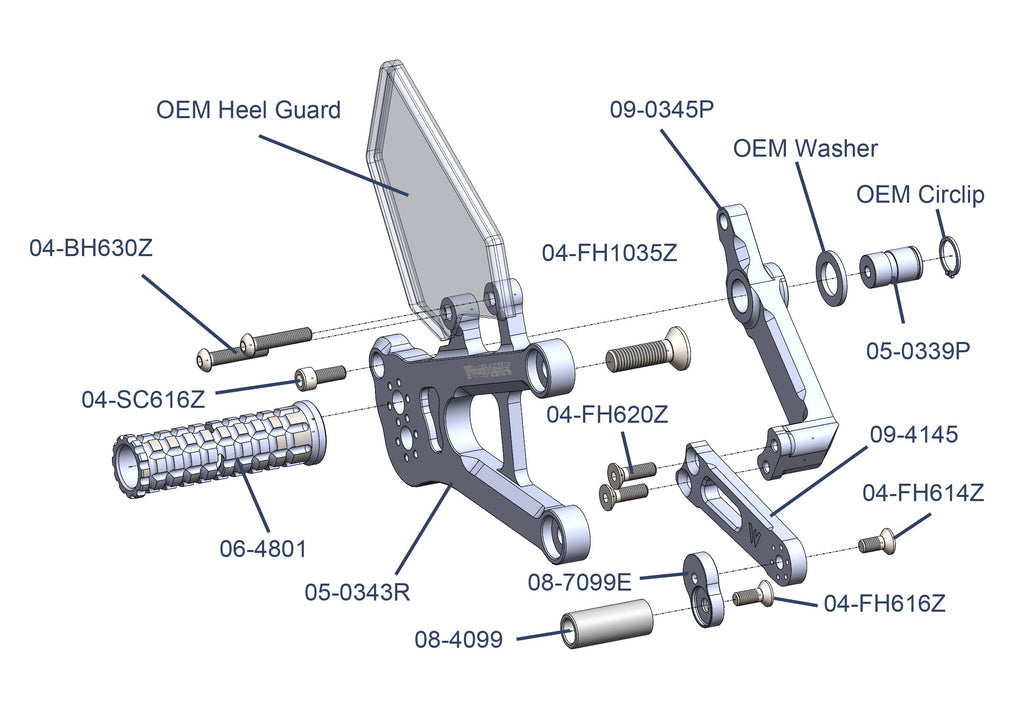 Woodcraft Honda CBR1000RR-R STD/GP Shift Complete Rearset