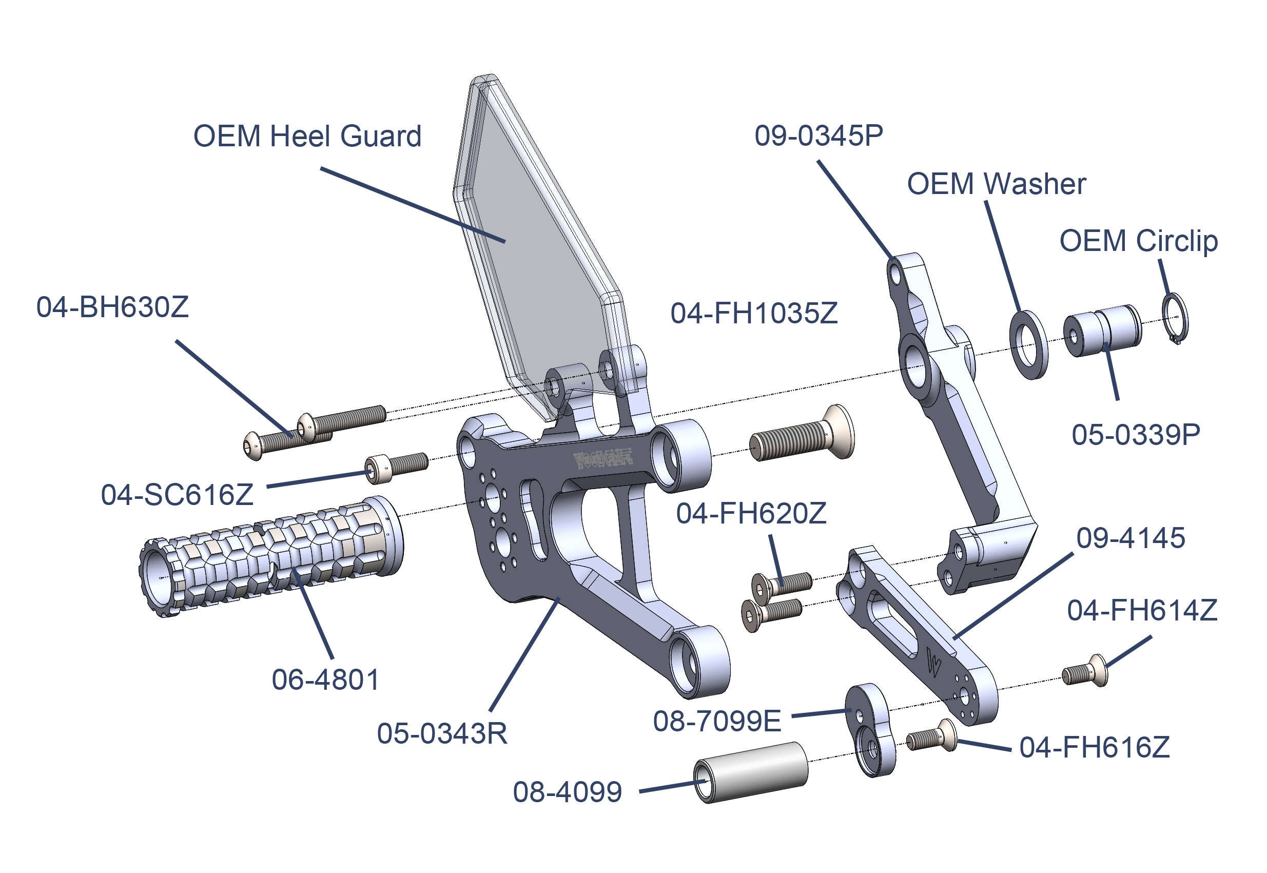 Woodcraft Honda CBR1000RR-R STD/GP Shift Complete Rearset