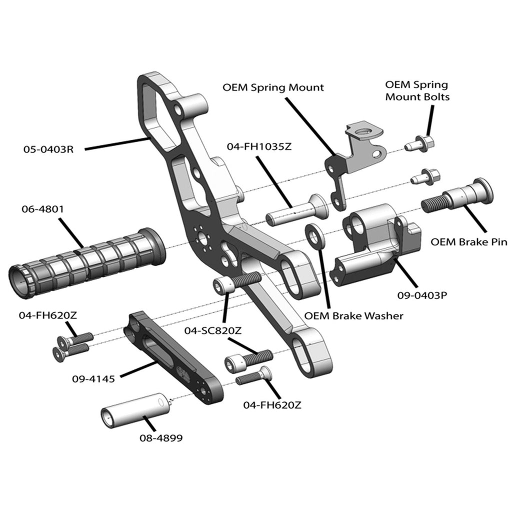 Woodcraft Yamaha R3 Rearset - STD Shift
