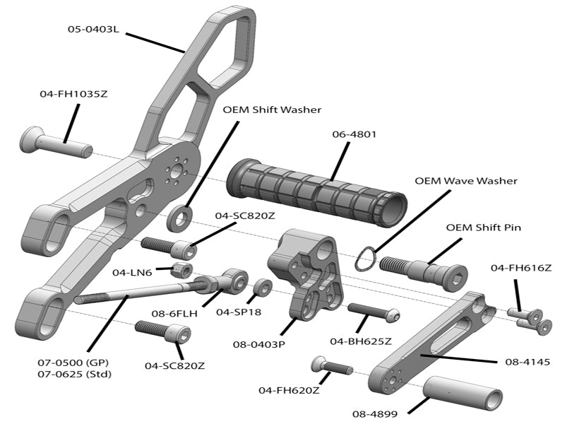 Woodcraft Yamaha R3 Rearset - GP Shift