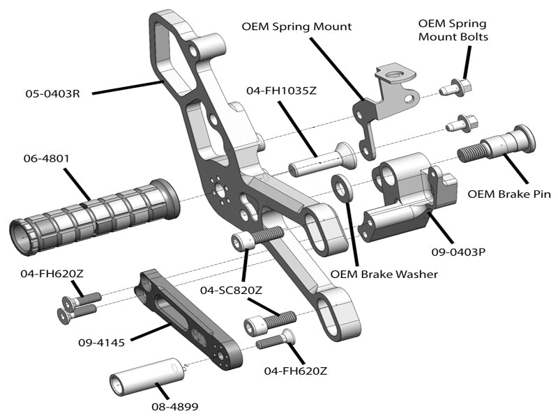 Woodcraft Yamaha R3 Rearset - GP Shift
