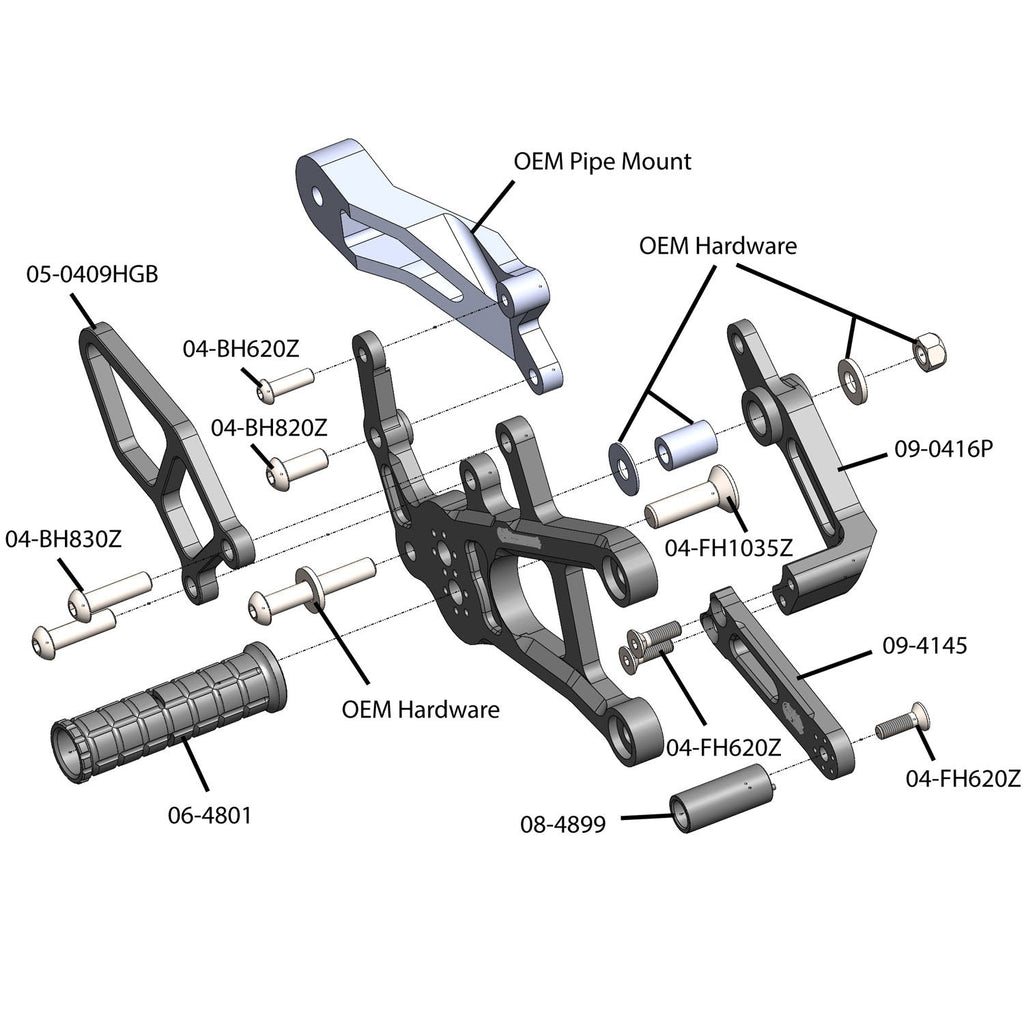 Woodcraft 2017-2021 Yamaha FZ10 / MT10 Complete Rearset