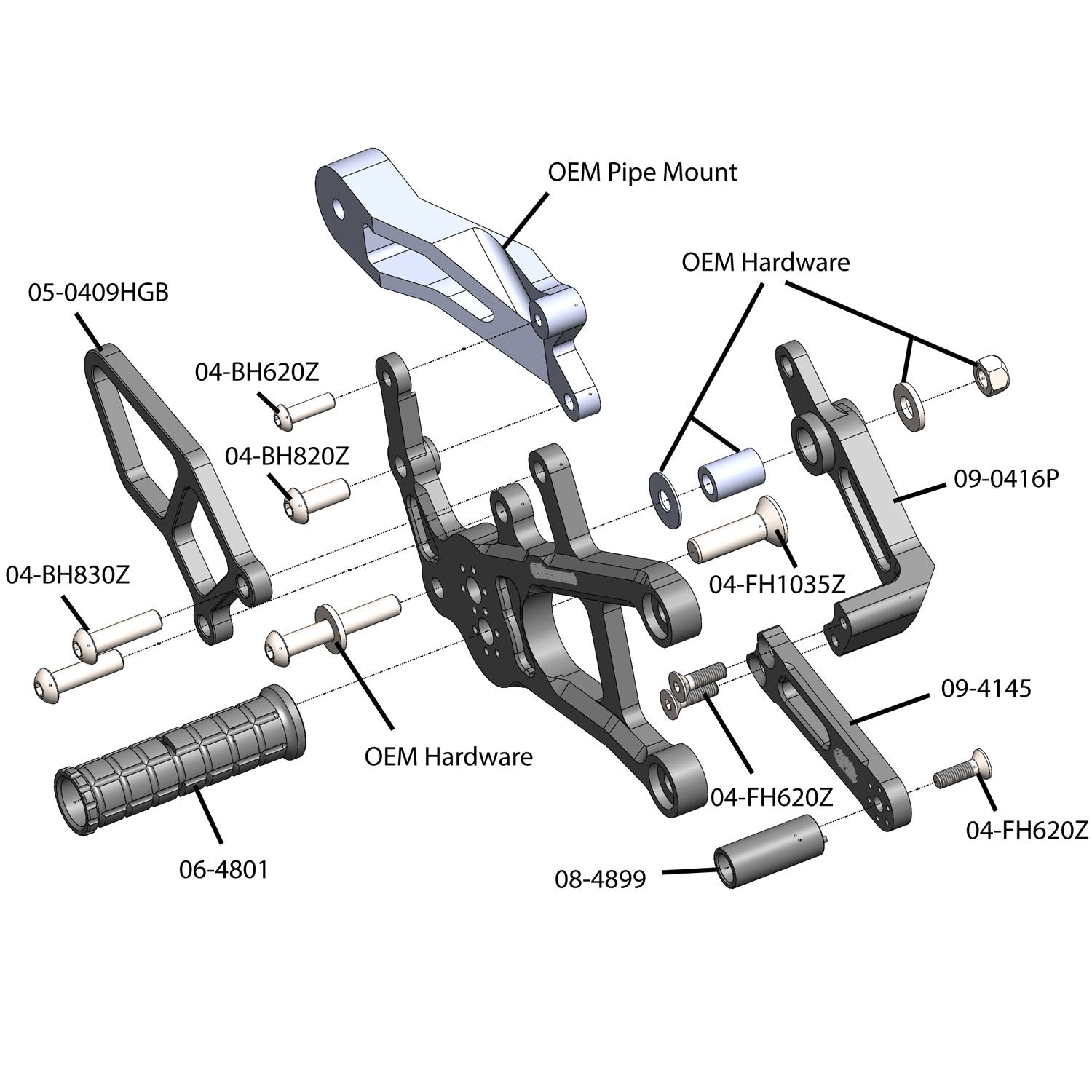 Woodcraft 2017-2021 Yamaha FZ10 / MT10 Complete Rearset