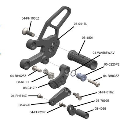 Woodcraft Yamaha YZF-R7 Complete Rearset Kit w/ Pedals
