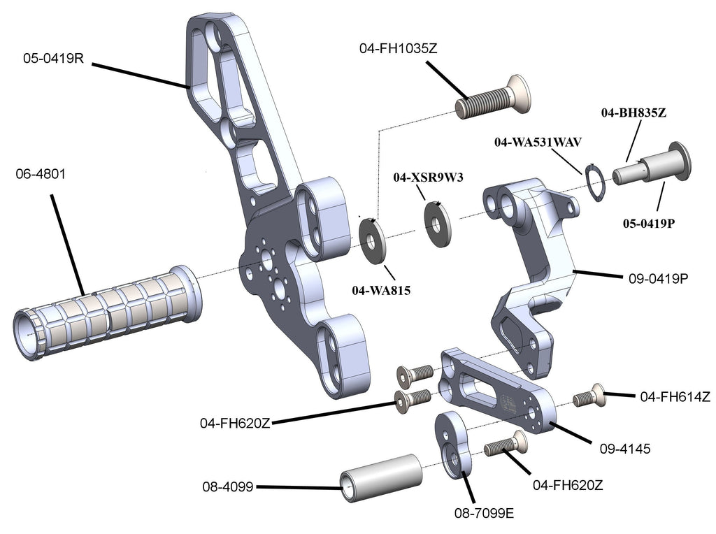 Woodcraft Yamaha XSR900 Rearset Kit, Complete W/Pedals
