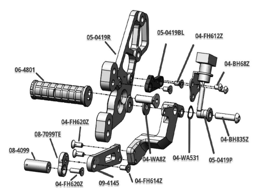 Woodcraft Yamaha MT09 Rearset Kit