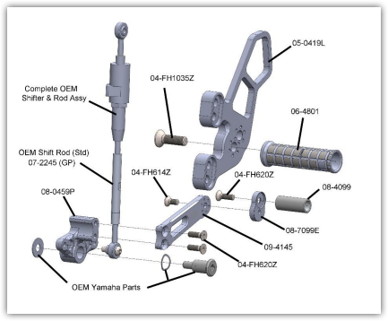 Woodcraft Yamaha MT09 Rearset Kit