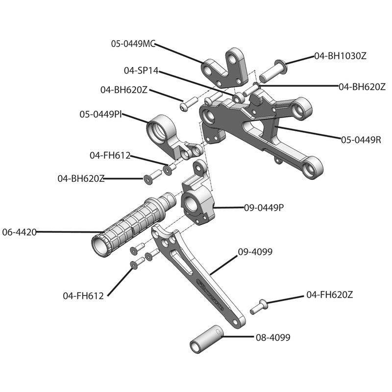 Woodcraft 2006-16 Yamaha R6 Rearset - STD Shift