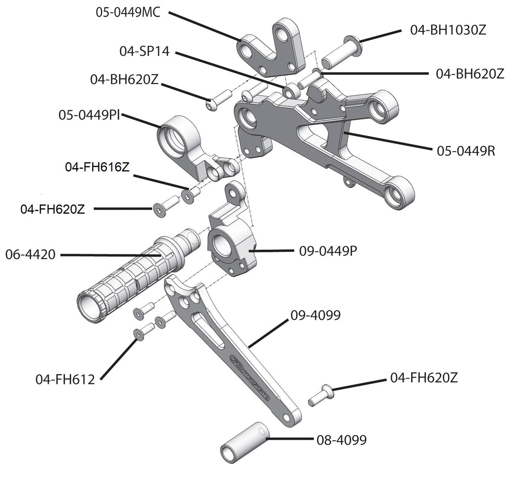 Woodcraft 2006-16 Yamaha R6 Rearset - GP Shift