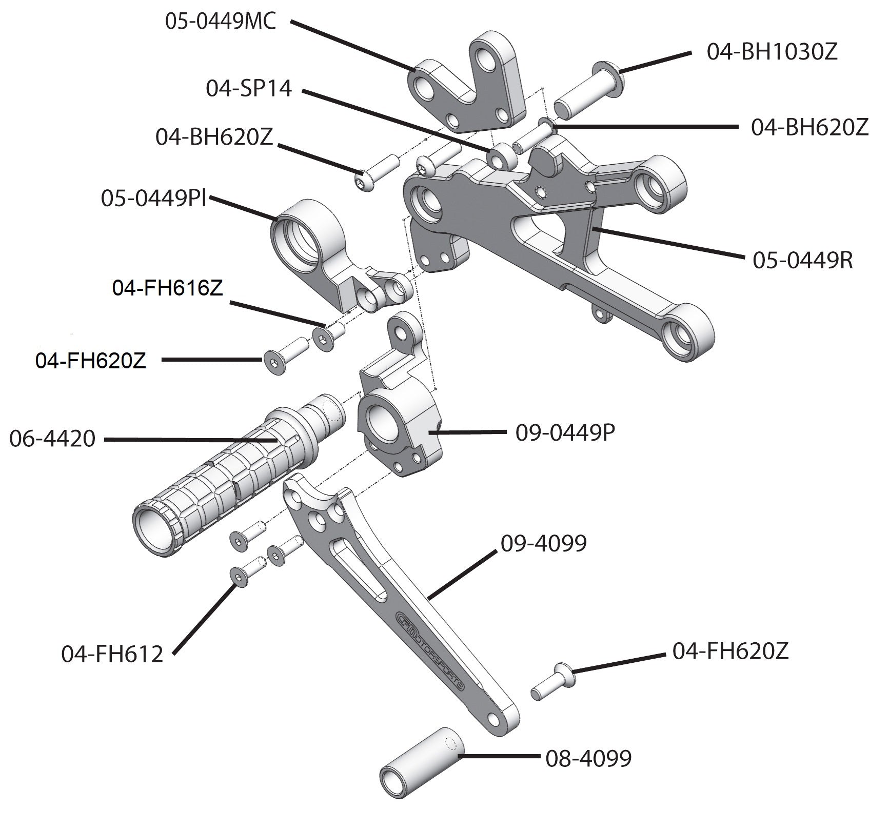 Woodcraft 2006-16 Yamaha R6 Rearset - GP Shift