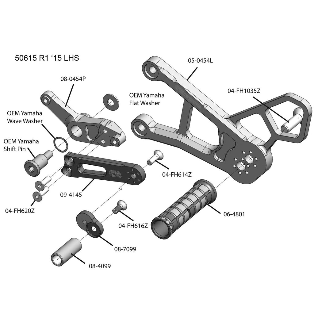 Woodcraft Yamaha R1 Complete Rearset