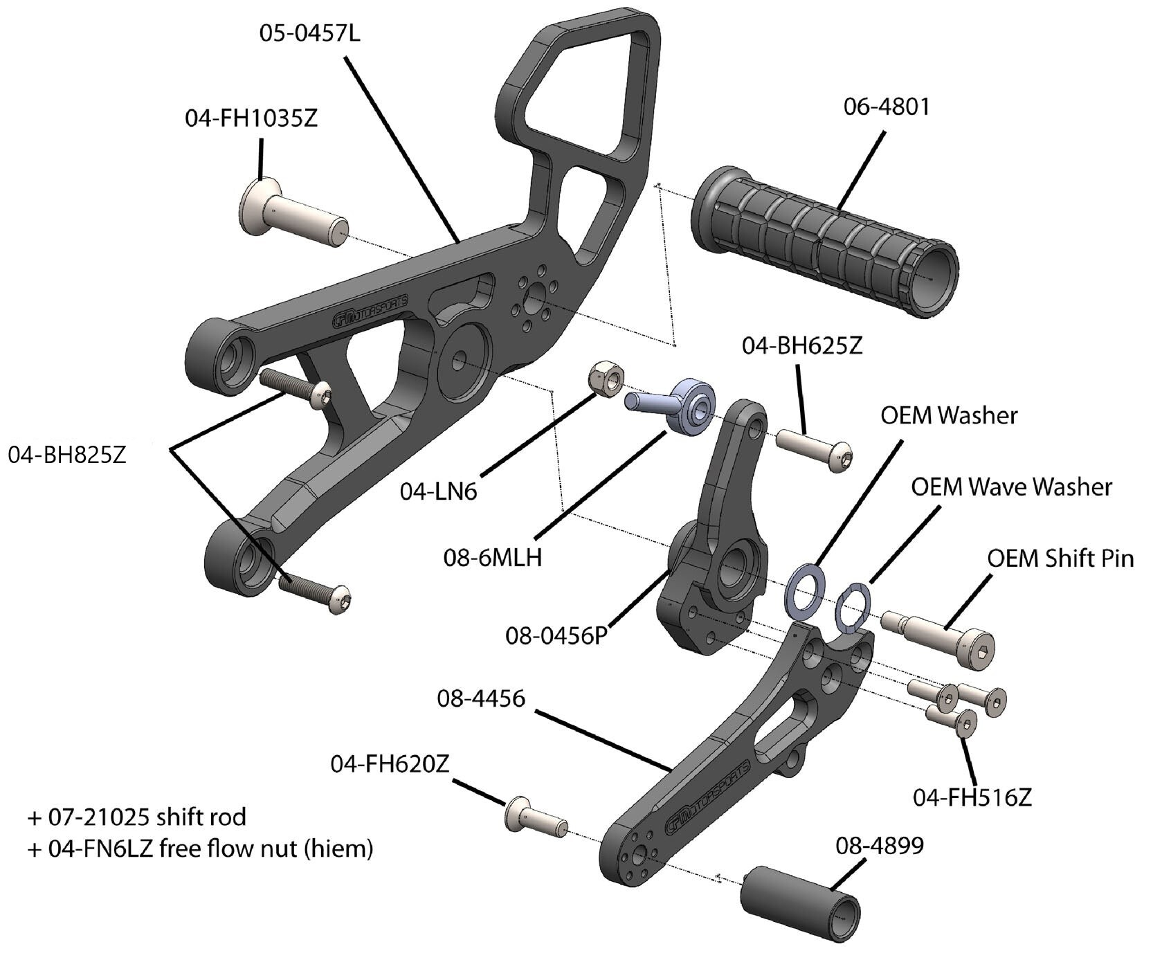 Woodcraft Yamaha R6 Rearset - STD Shift