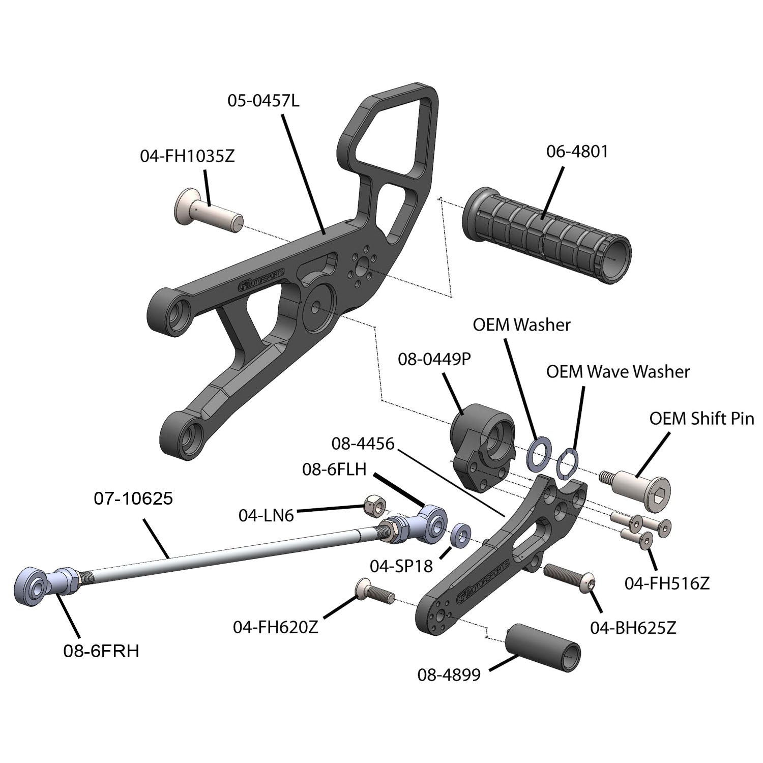 Woodcraft Yamaha R6 Rearset - GP Shift