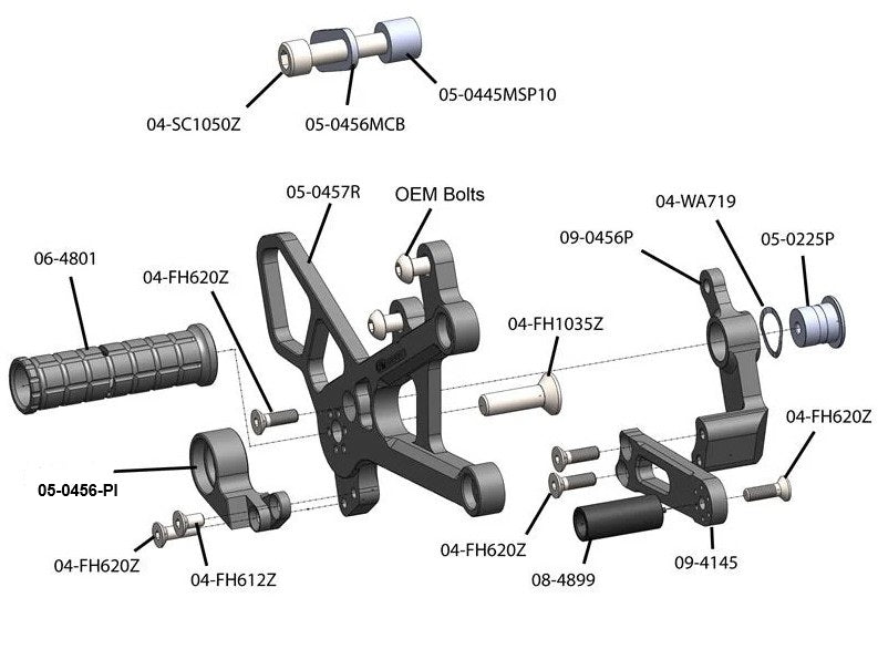 Woodcraft Yamaha R6 Rearset - GP Shift