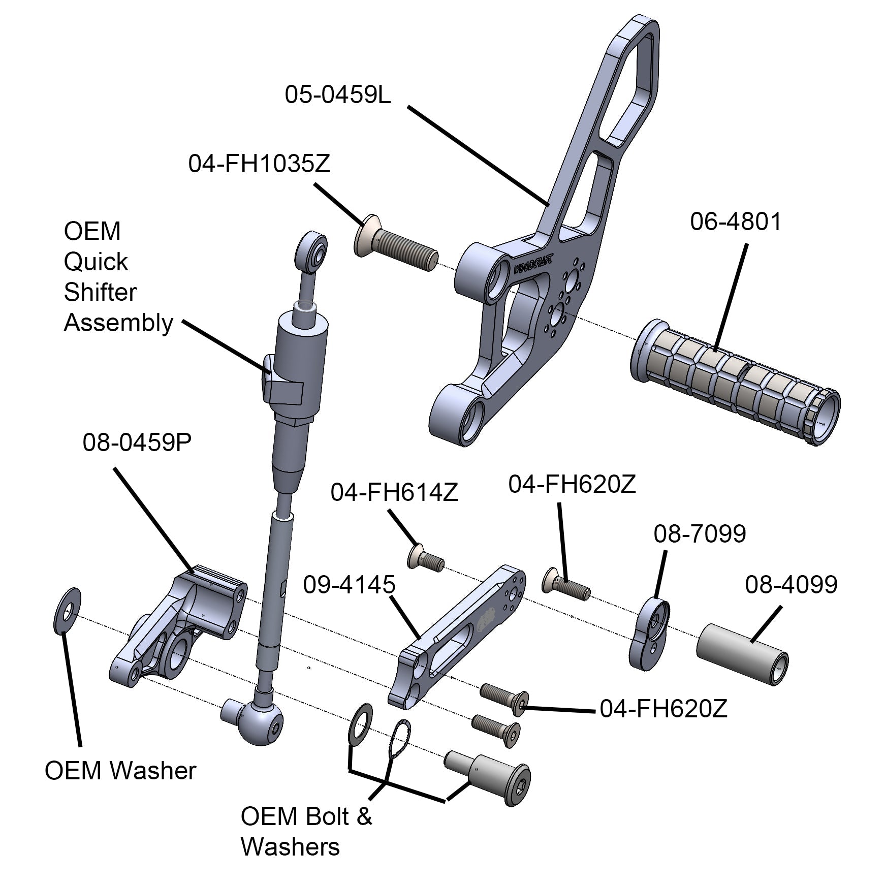 Woodcraft Yamaha R9 Rearset Complete - STD/GP Shift