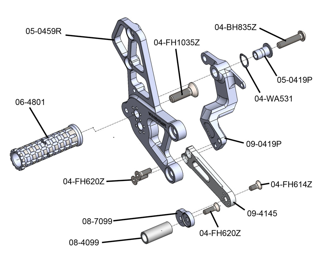 Woodcraft Yamaha R9 Rearset Complete - STD/GP Shift