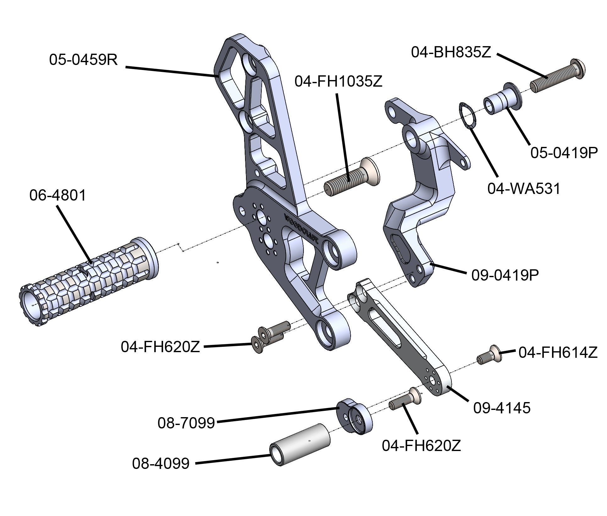 Woodcraft Yamaha R9 Rearset Complete - STD/GP Shift