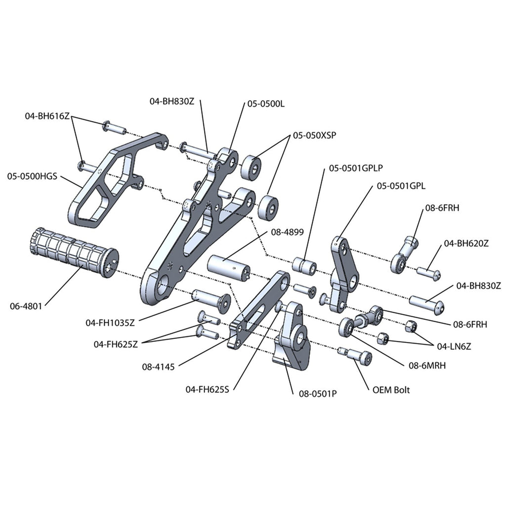 Woodcraft 2006-12 Triumph Daytona 675 Rearset - GP Shift